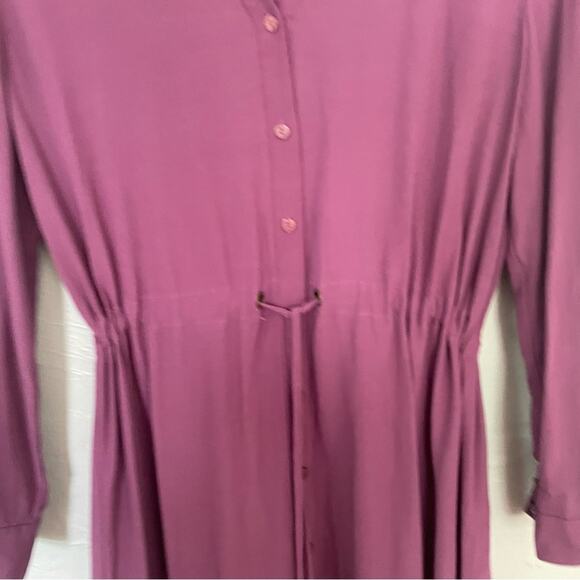 Eileen Fisher Purple Long Sleeve A-Line Minimalist Work Shirt Dress - Picture 3 of 8